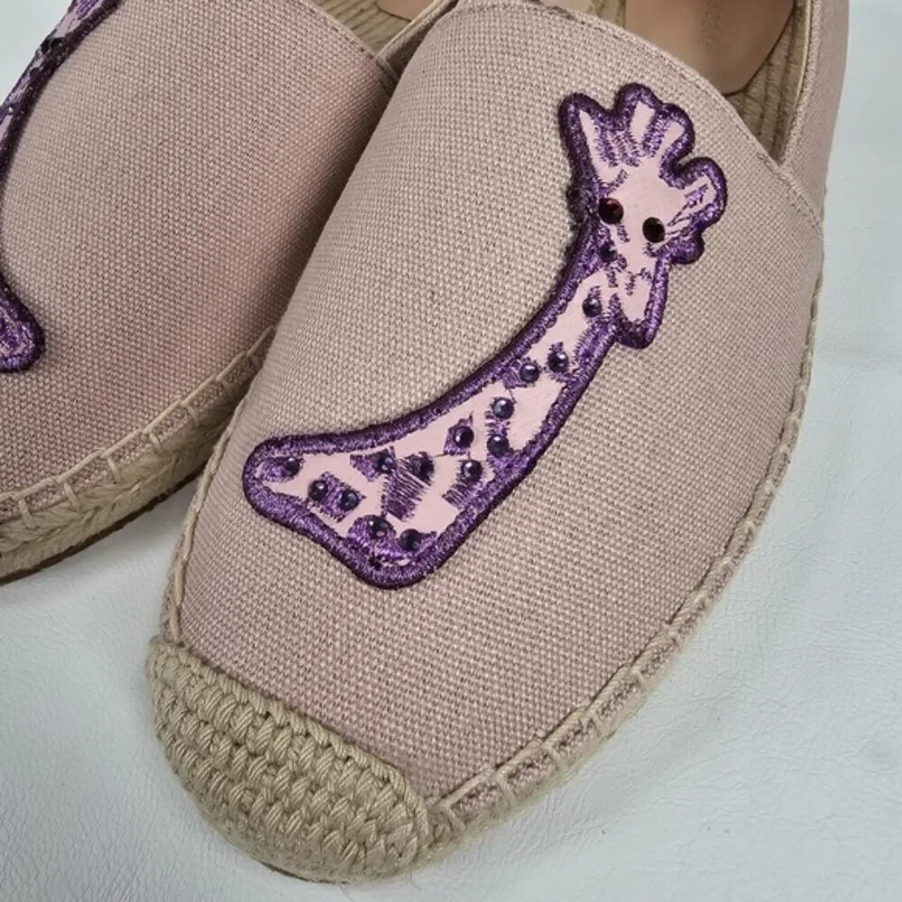 NEW KATE‎ SPADE Garden Giraffe Pale Vellum Espadrilles Size 8 B